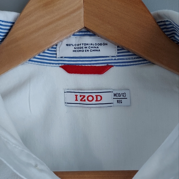 IZOD, boy's white size 10/12 button down shirt - Picture 3 of 6